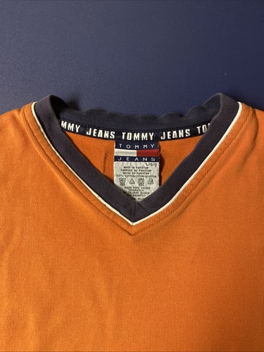 Tommy Jeans T-Shirt V-Ausschnitt Ärmellos Muscle Orange Navy Shirt Herren Large - Bild 3 von 9