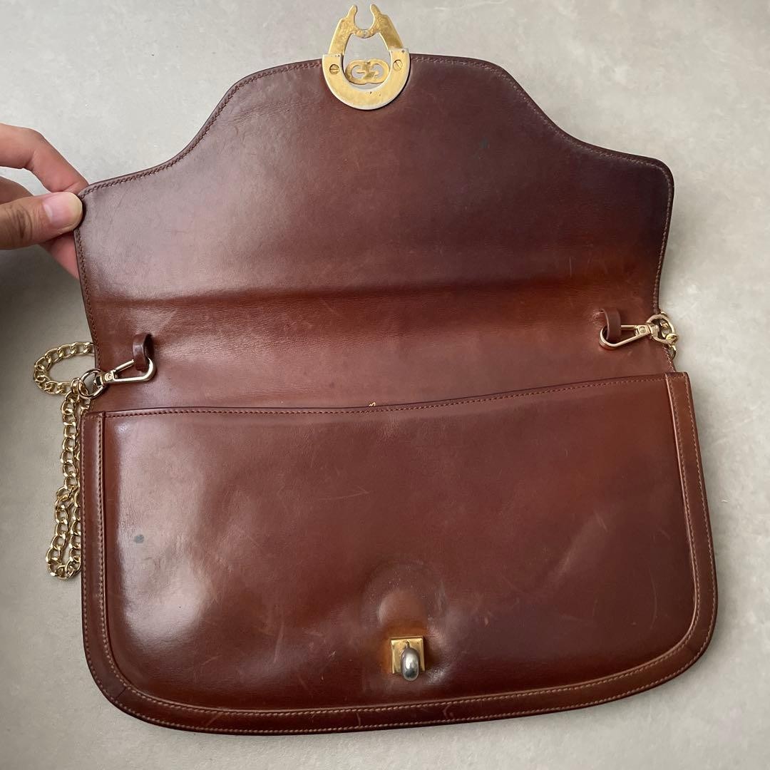 GUCCI Leather Shoulder Bag with Chain Strap in Brown with GG Hardware C-260113-6 thumbnail 24
