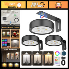 3 Pack Wireless LED Picture Lights, Rechargeable Magnetic Puck Lights, Remote Co