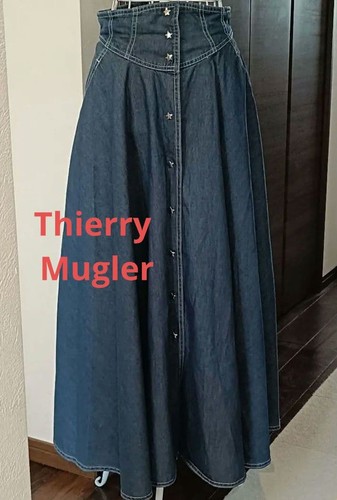 Mugler, Archive Thierry Mugler 90s Star Button Long Skirt Vintage Used Size 9