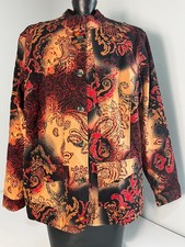 Coldwater Creek Womens Asian Inspired Jacket Indoor Colorful Long Sleeve Size L
