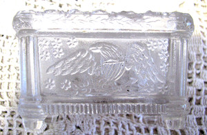 Antiq Boston & Sandwich Master Salt-Colorless Eagles & Willow Trees-1825-1850