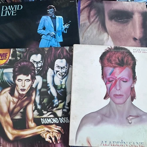 David Bowie 1970s vinyl LPs; Live, Aladdin Sane, Diamond Dogs. Payday bundle!