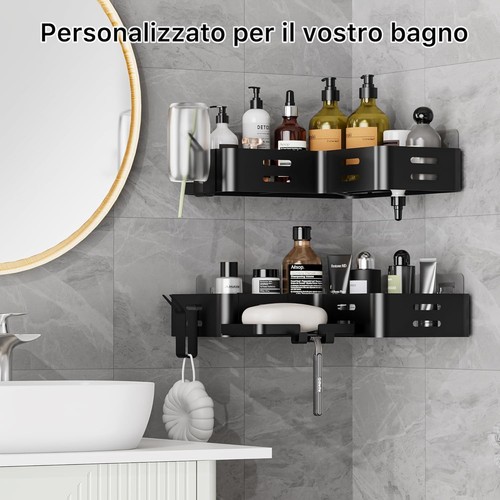 ZUNTO Mensola Doccia Angolare, 2 Pezzi Porta Shampoo Senza Foratura - Foto 6 di 8