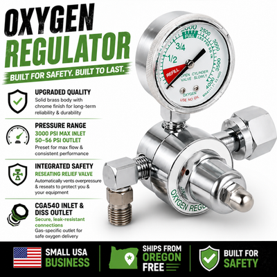 #ad Oxygen Regulator Preset Pressure Gauge Replaces Western Enterprises M1 540 P $145.00
