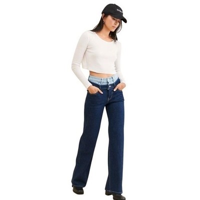 Anthropology Jeans Wide Leg Warp + Weft Nice Cote Stacked Casual Size 10/30
