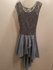 Gray Asymmetrical Sparkle Dance Costume Curtain Call Costumes Size Med Adult