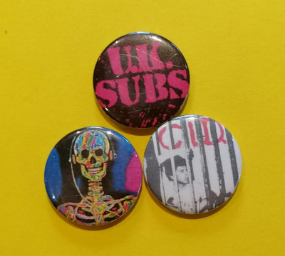 3 X 25MM BUTTON BADGE UK SUBS CID PUNK ROCK WARHEAD COUNTDOWN CHARLIE HARPER