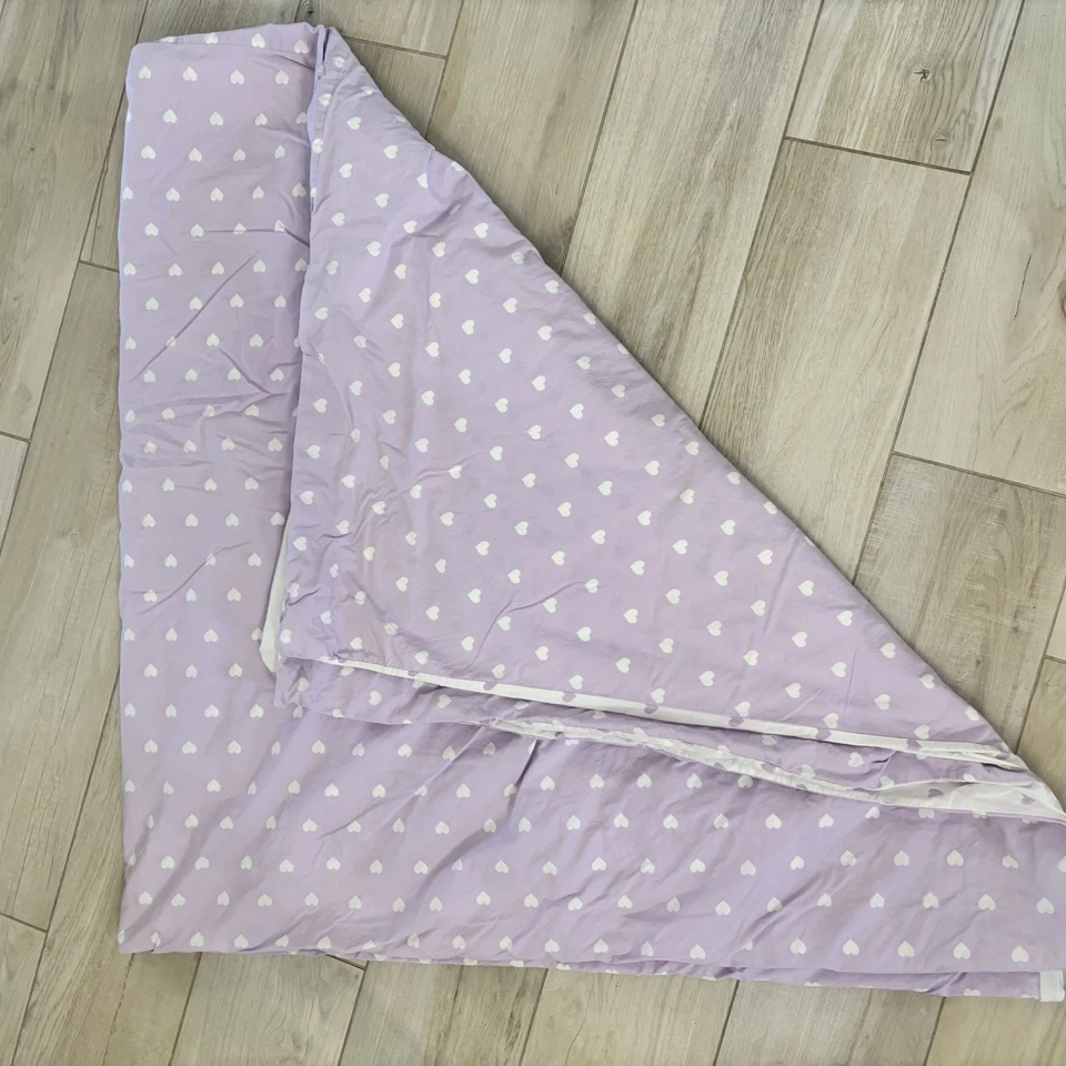 Funda nórdica POTTERY BARN KIDS corazón lavanda y corazones algodón orgánico completa/reina Foto 3 de 4