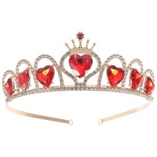Queen Tiaras and Crown for Women Red Heart Rhinestone Bridal Crown Crystal Pr...
