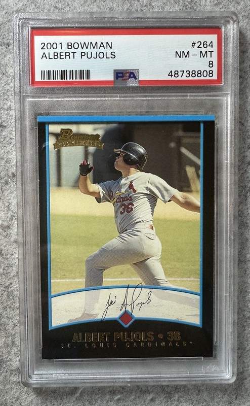2001 Albert Pujols RC Bowman #264 Rookie St. Louis Cardinals - PSA 8