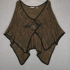 Soft Surroundings Poncho Sweater Womens One Size Brown Black Knit Cape