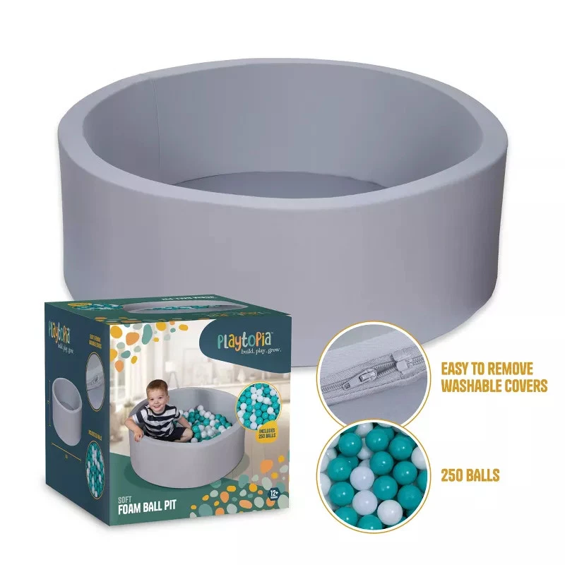 PLAYTOPIA 36" FOAM BALL PIT WITH 250 CT BALL - GRAY - Image 4 of 4
