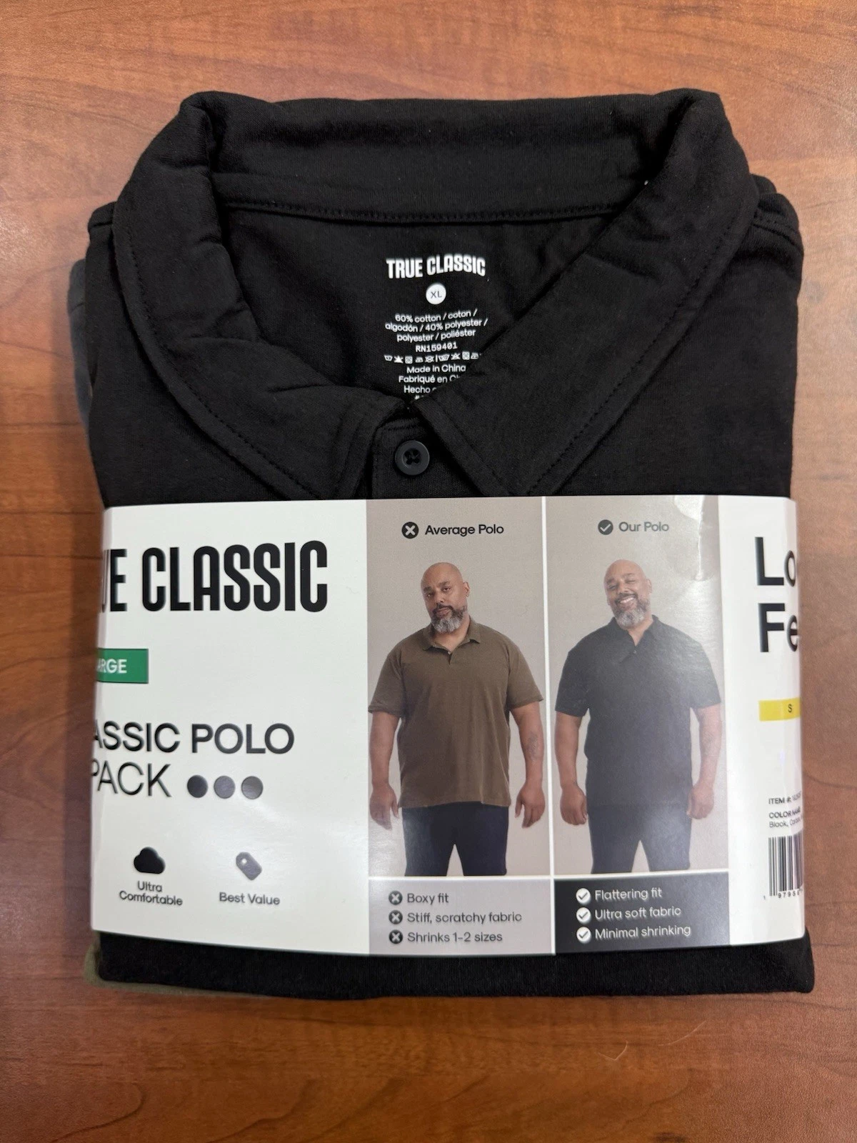 True Classic 3 Pack Classic Polo Size XL - Black/Green/Grey