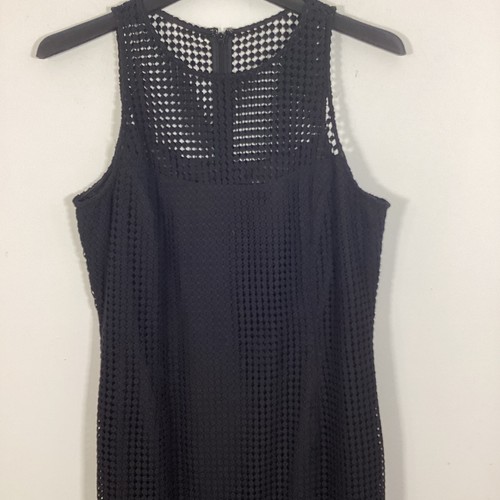 White House Black Market Women Dress 10 Eyelet Style Floral Lace Overlay Black - Picture 7 of 9
