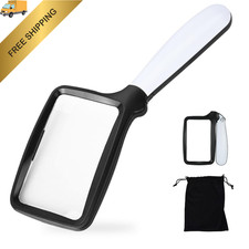 Folding Handheld Magnifying Glass with Light, 3X Large Black and White