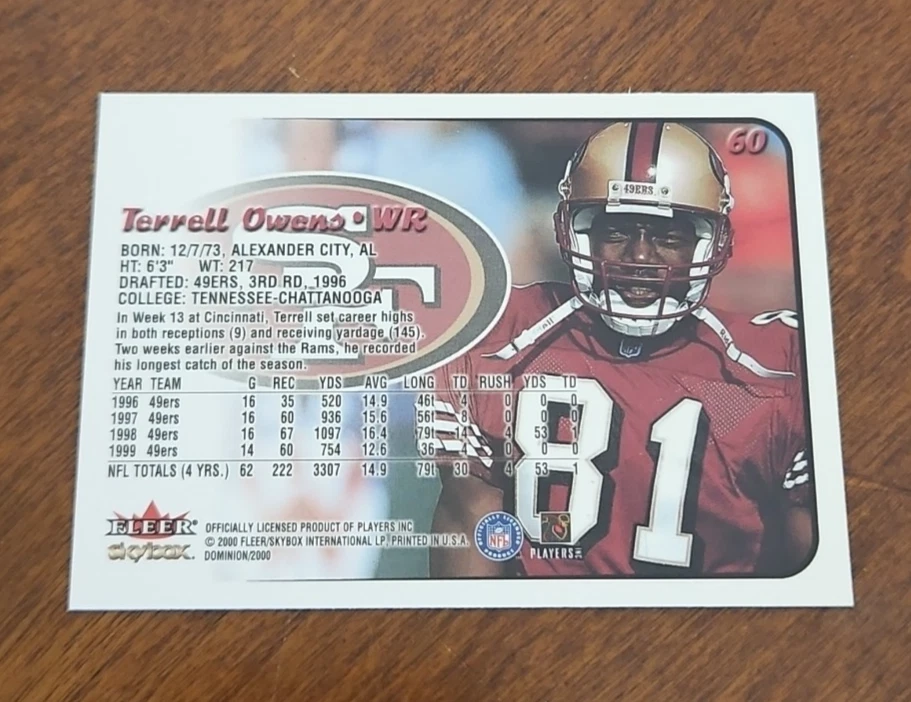 2000 SkyBox Dominion #60 Terrell Owens - Image 2 of 2