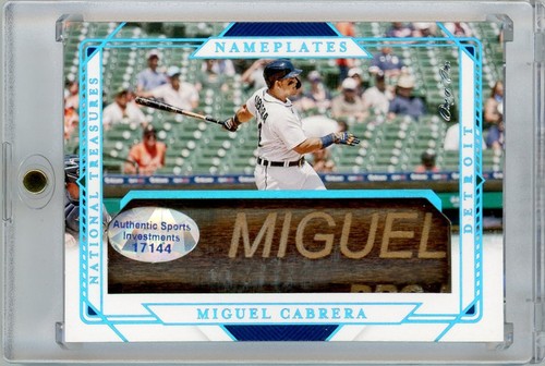 2021 National Treasures Miguel Cabrera True 1/1 Game Used Bat Barrell Nameplates