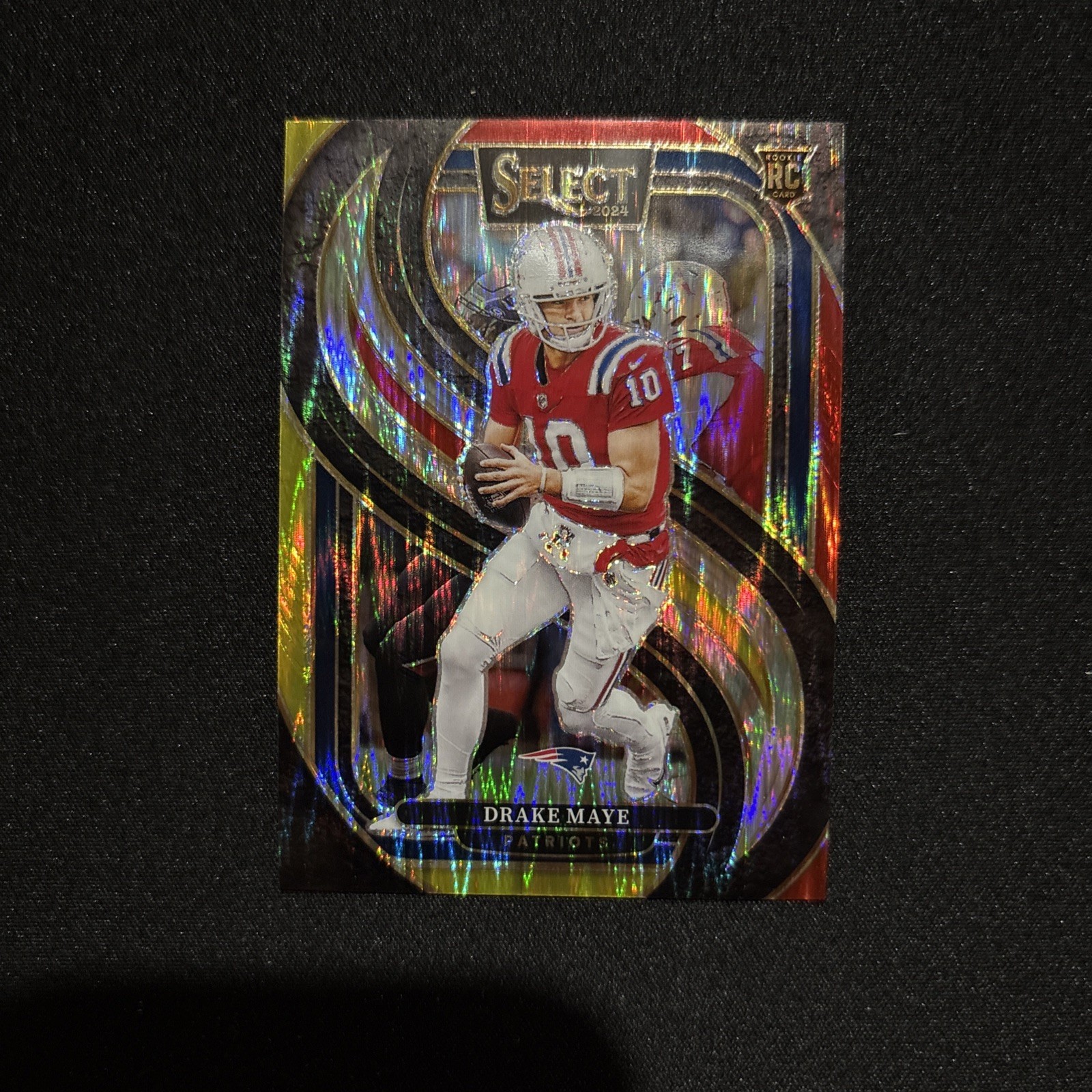 2024 Panini Select - Premier Level Drake Maye #113 Red & Yellow Shock Prizm (RC)