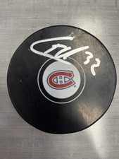 Christian Folin Montreal Canadiens signed logo puck Coa 