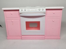 Vintage 1996 Barbie Pink  White Kitchen Stove and Counter - NO HOOD