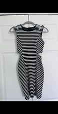 Vintage forever 21 black and white stripes body con cutout dress small 2000s