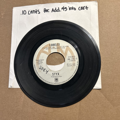 Styx Sticks Lorelei/Midnight Ride 1975 A&M Records 45