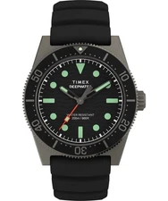 New Timex Deepwater Reef 200M 41mm Black Rubber Strap Watch TW2W74700