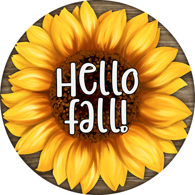 HELLO FALL Design With Wood & Sun Flower Backgroud Metal Sign (READ DESCRIPTION)