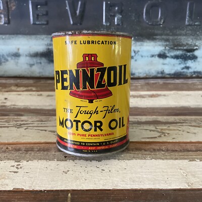 1950 s PENNZOIL Motor Oil Can 1 qt. - Gas & Oil SAE 30