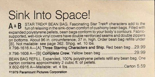 VINTAGE 1979 STAR TREK Bean Bag Chairs Spock Cpt. Kirk Print Ad 8”x11” JCP 277 - Picture 3 of 3