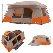 Ozark Instant 14x14 Family Cabin Camping Tent W/ Rainfly Private Room, Sleeps 11