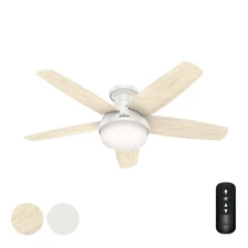 Hunter Fan 48 inch Low Profile Fresh White Ceiling Fan with Light Kit and Remote