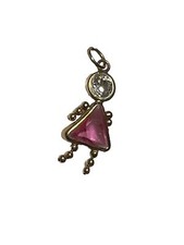 14k Yellow Gold Birthstone Baby Kid Pendant Charm Pink Alexandrite Girl