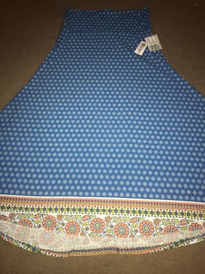 Robe Maxi LuLaRoe 2XS - Orange Et Bleu Motif Wheels, Neuve Avec étiquettes
