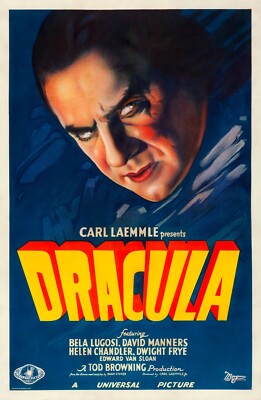 Dracula 1931 Horror Movie Bela Lugosi Poster Classic reprint wall art 18x27