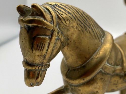 Vintage Retro Solid Brass Horse and Carriage Figure Desk Ornament Collectible - Picture 7 of 12