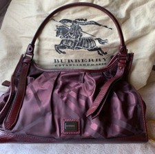 Burberry Chess Canvas Purse/Diaper Bag Burgundy Gently Used, No Signs of Wear