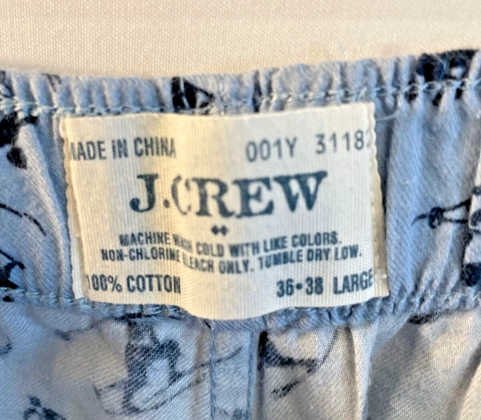 J Crew All Over Print Skier Blue Flannel Lounge Pants Size Large 36 38 Elastic - Image 2 of 3
