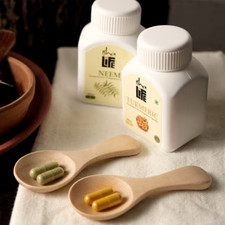 Isha Life Neem  Turmeric Powder in Veg Capsules - Combo Pack of 100 tab each