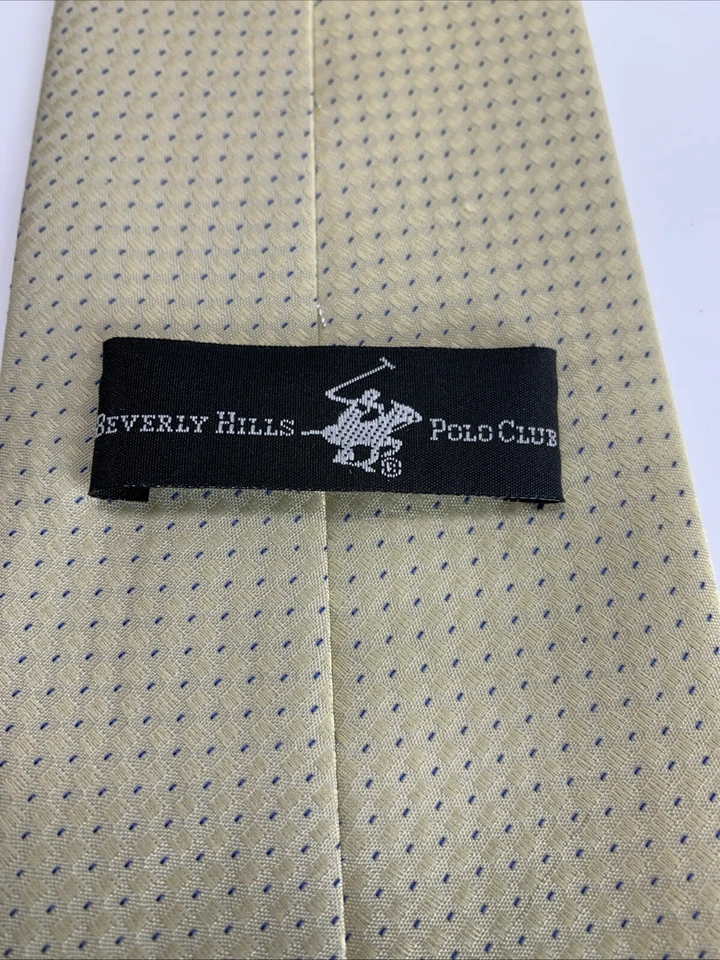 Corbata de poliéster Beverly Hills Polo Club amarillo con puntos azules Foto 3 de 3