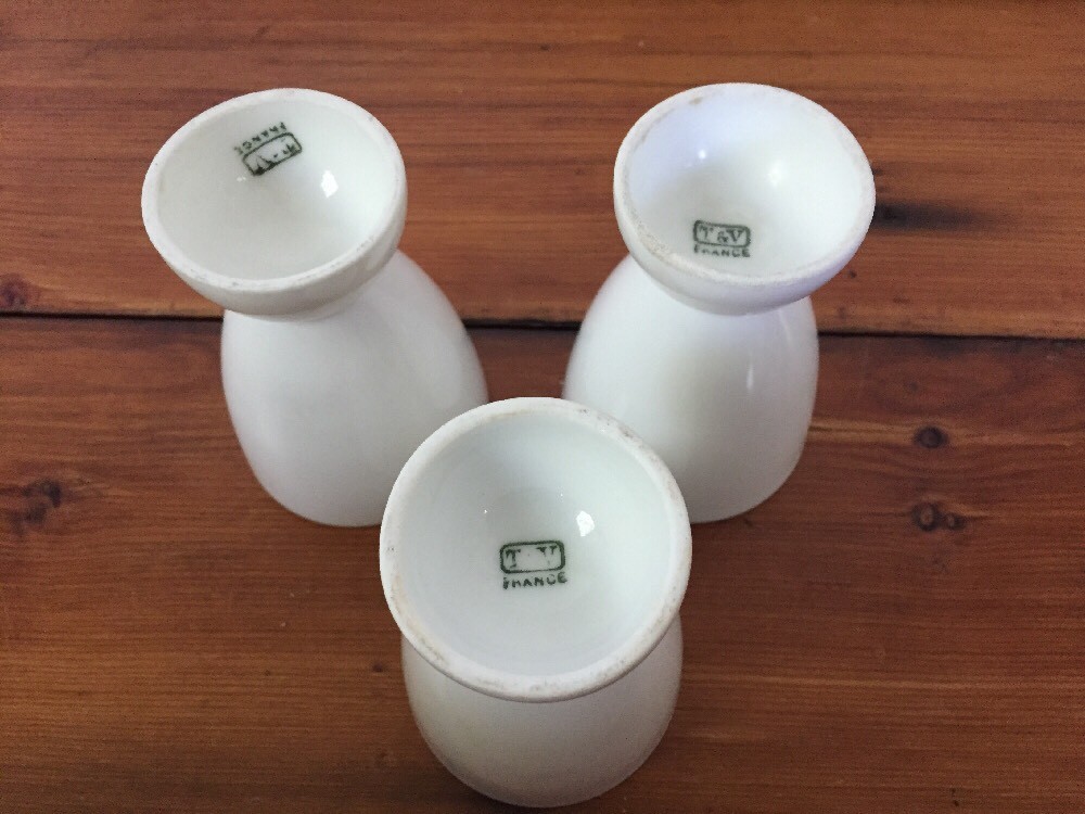 Image 71 - Set of 3 Vintage T&V Limoges France White Porcelain Poached Egg Holder Cups