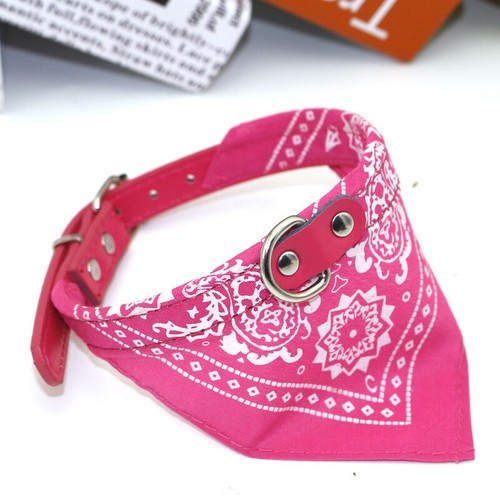Adjustable Pet Dog Bandana with Leather Collar Neckerchief Puppy Cat Neck Scarf - Picture 15 of 22