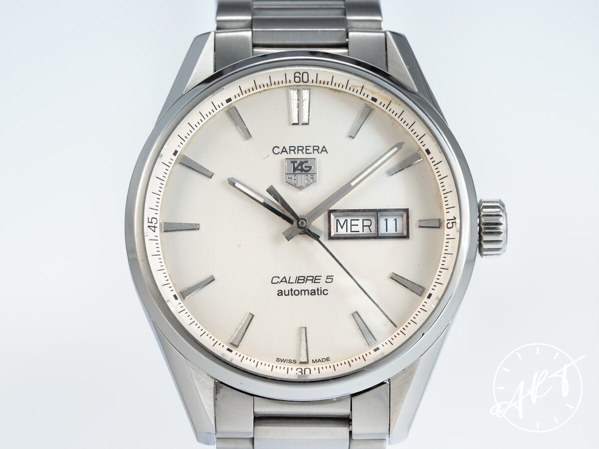 RARE* TAG Heuer Carrera Calibre 5 Day-Date Silver Dial 41mm RARE* TAG Heuer Carrera Calibre 5 Day-Date Silver Dial 41mm