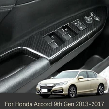 For Honda Accord 13-17 Carbon Fiber Texture Door Window Lift Panel Cover Trims