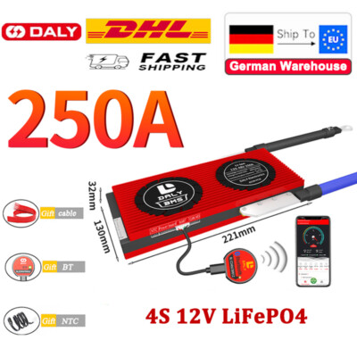 Daly Smart BMS LiFePO4 4S 12V 250A Common Port with Balance & Bluetooth Module