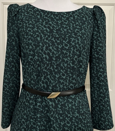 NWT Calvin Klein size 8 green floral 3/4 sleeve fit & flare dress $139 - Picture 2 of 7