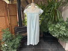 Vintage 1970s Blue Seersucker Button Front Robe Nightgown Housedress Stardust