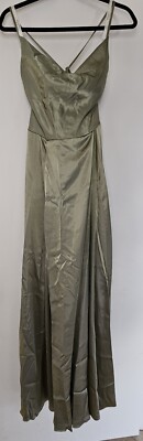 Galina Signature Eucalyptus Green Satin Gown Size 4 Prom Bridesmaid  Homecoming | eBay