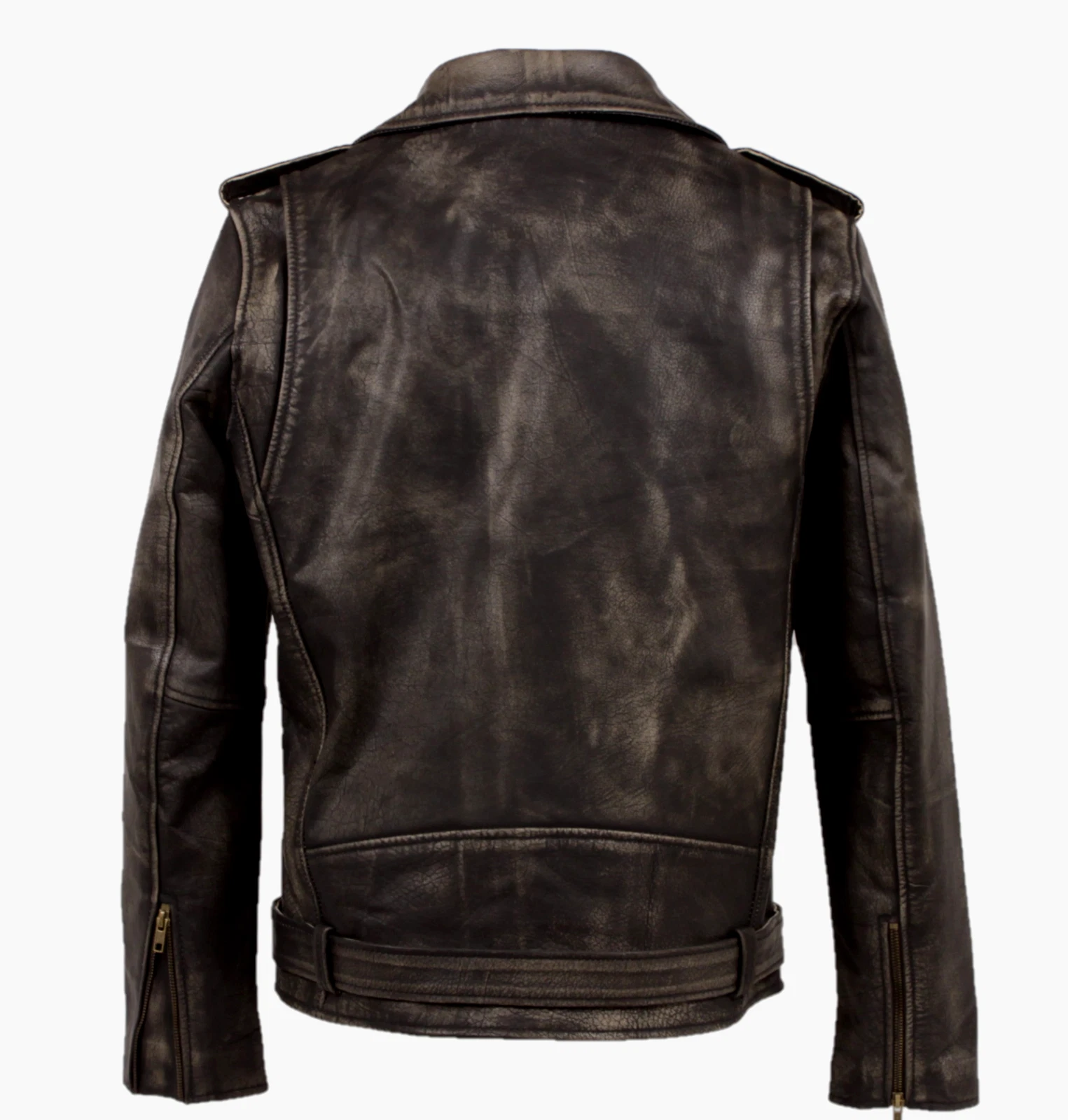 Men's Motorcycle Biker Genuine Buffalo Skin Leather jacket Brando Style Black image 14